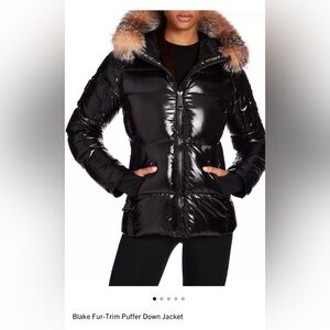 SAM. Shiny Black Puffer Jacket with Fur Hood